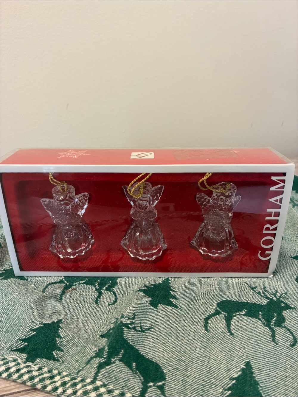 Gorham Crystal Angel Ornaments - Set of 3 in Original Box